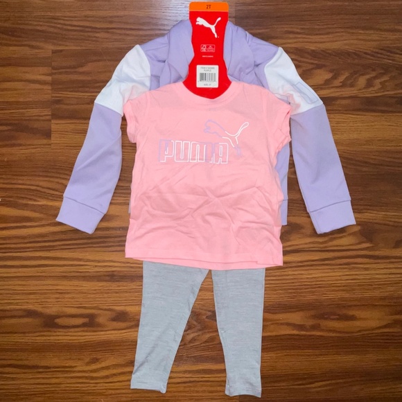 NWT Puma Toddler Girls’ 3-Piece Set (Zip Up Hoodie, Shirt, Leggings) - Picture 3 of 6